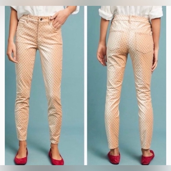 Pilcro and the Letterpress Denim - Anthropologie Pilcro Velvet Polka Dot High-Rise Skinny Ankle size 29
